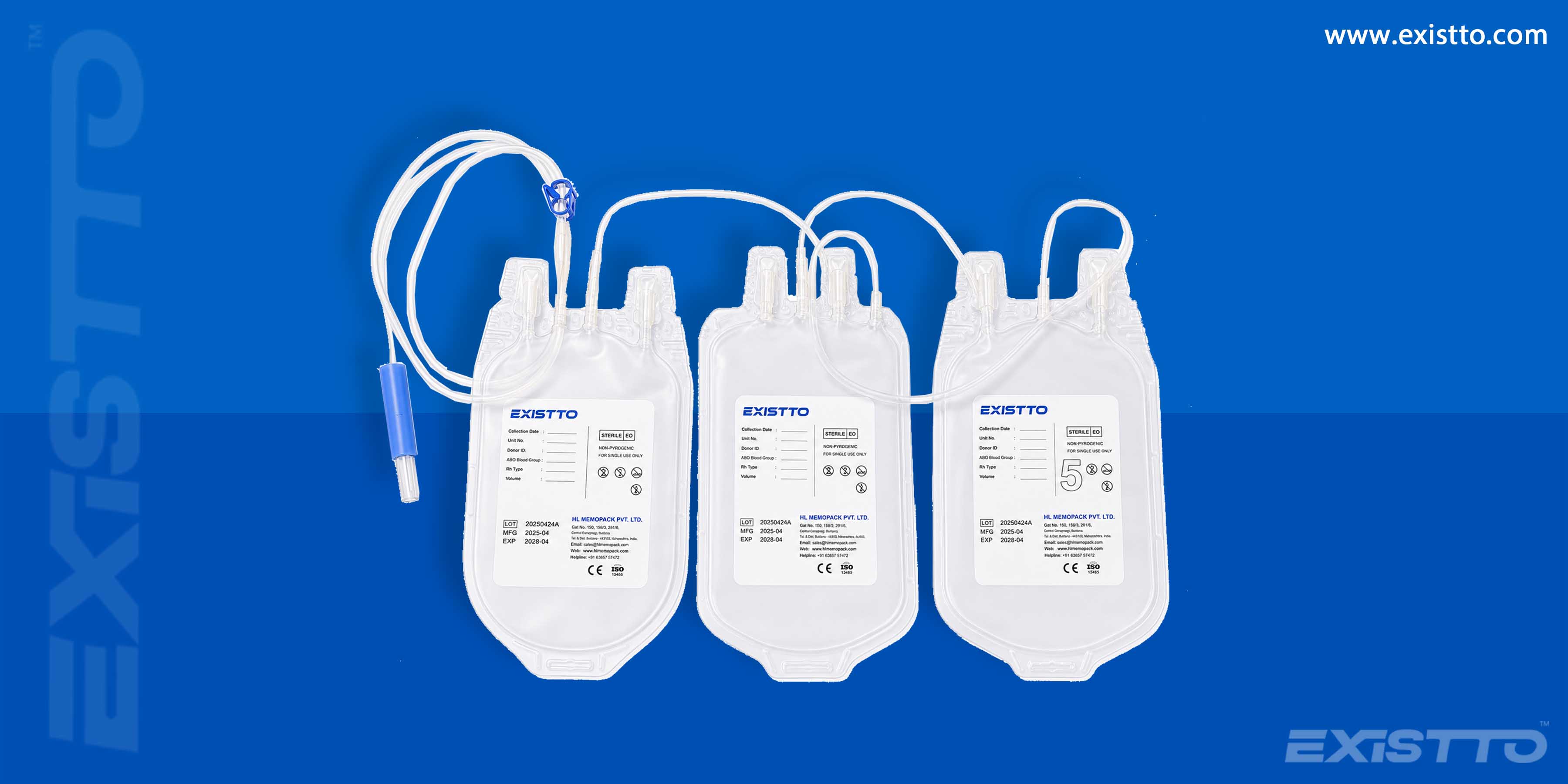 Existto Triple Blood Bag with Platelet Bag Size (ml)- 350/450 Anticoagulant- CPDA/CPD-SAGM
